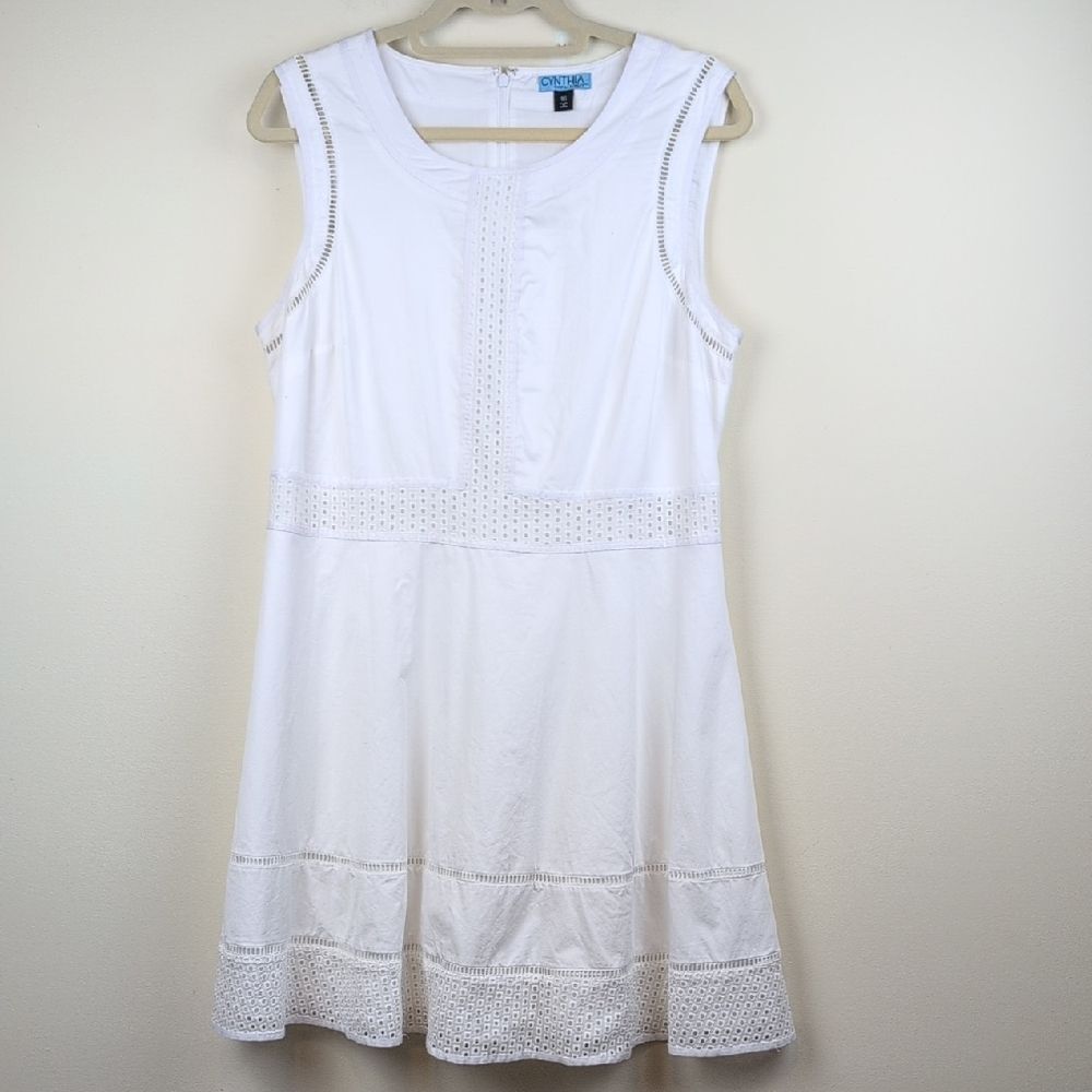Cynthia Rowley White Cotton  Sleeveless Eyelet Dress Size 16
